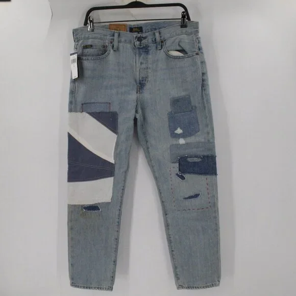 NWT Polo Ralph Lauren Jeans Womens 29 L27 Avery Boyfriend Patchwork Button Fly - Picture 1 of 16
